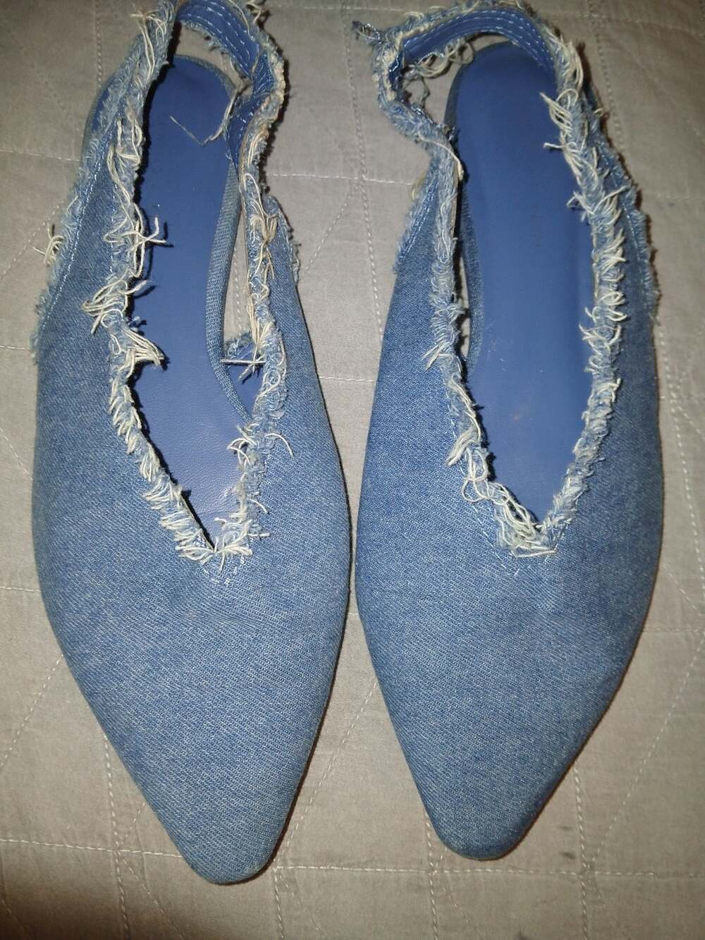 Charles & Keith Denim Pointed Toe Slingback Flats Size 37